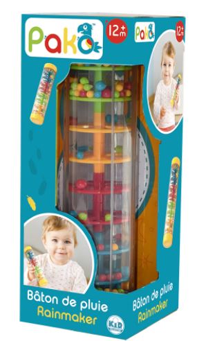 Baby-Nova Baton De Pluie Bébé - Hochet En Bois Avec Son Apaisant - Dès 3 Mois - Développement Des Capacités Sensorielles Et Motrices - Entraînement De La Coordination œil-main - Sans BPA
